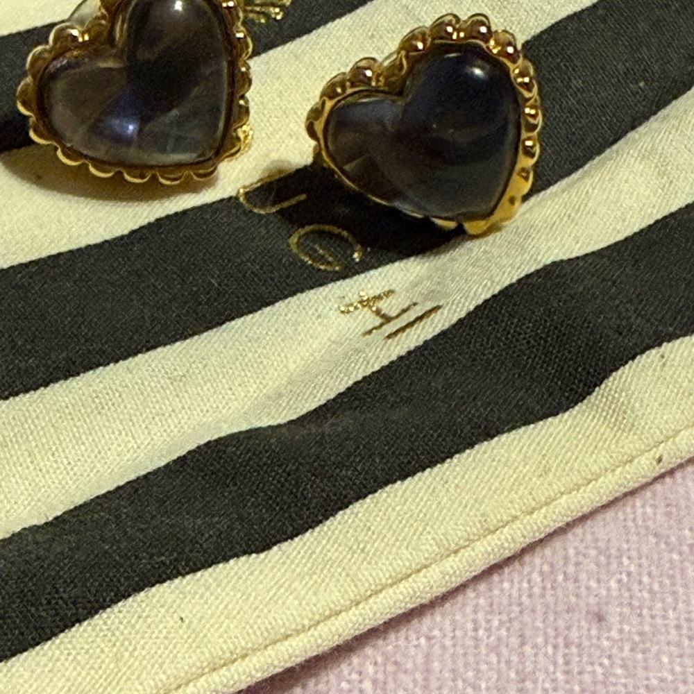 Lele Sadoughi Gold and Black Heart Earrings